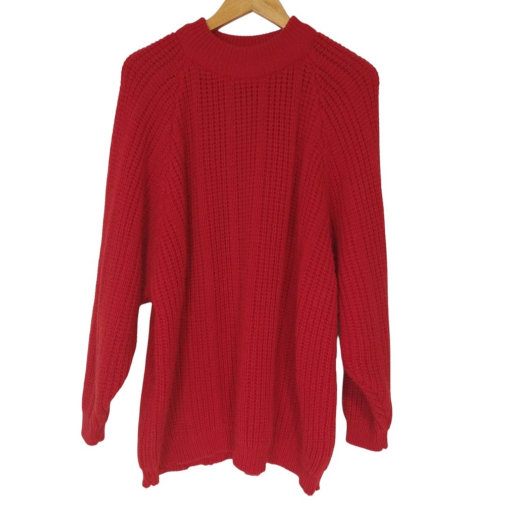 Silvercord II Sweater Red Chunky Knit Pullover Sweater Women's 22W